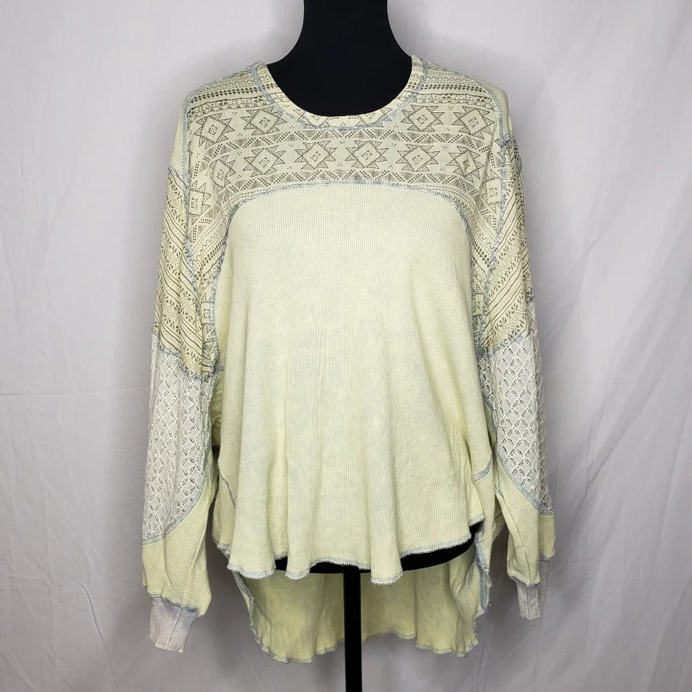 Oli & Hali Tie Dye Aztec Print Oversized Slouchy Lace Tunic Top Size S Lagenlook - Picture 2 of 16